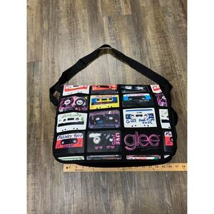 Glee TV Show Cassette Tape Print Messenger Bag Black Canvas Adjustable Strap